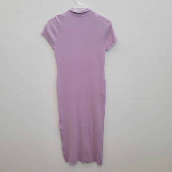 House of Harlow 1960 Lavender Ribbed Knit Polo Midi Dress Women's Size Large - Picture 6 of 12